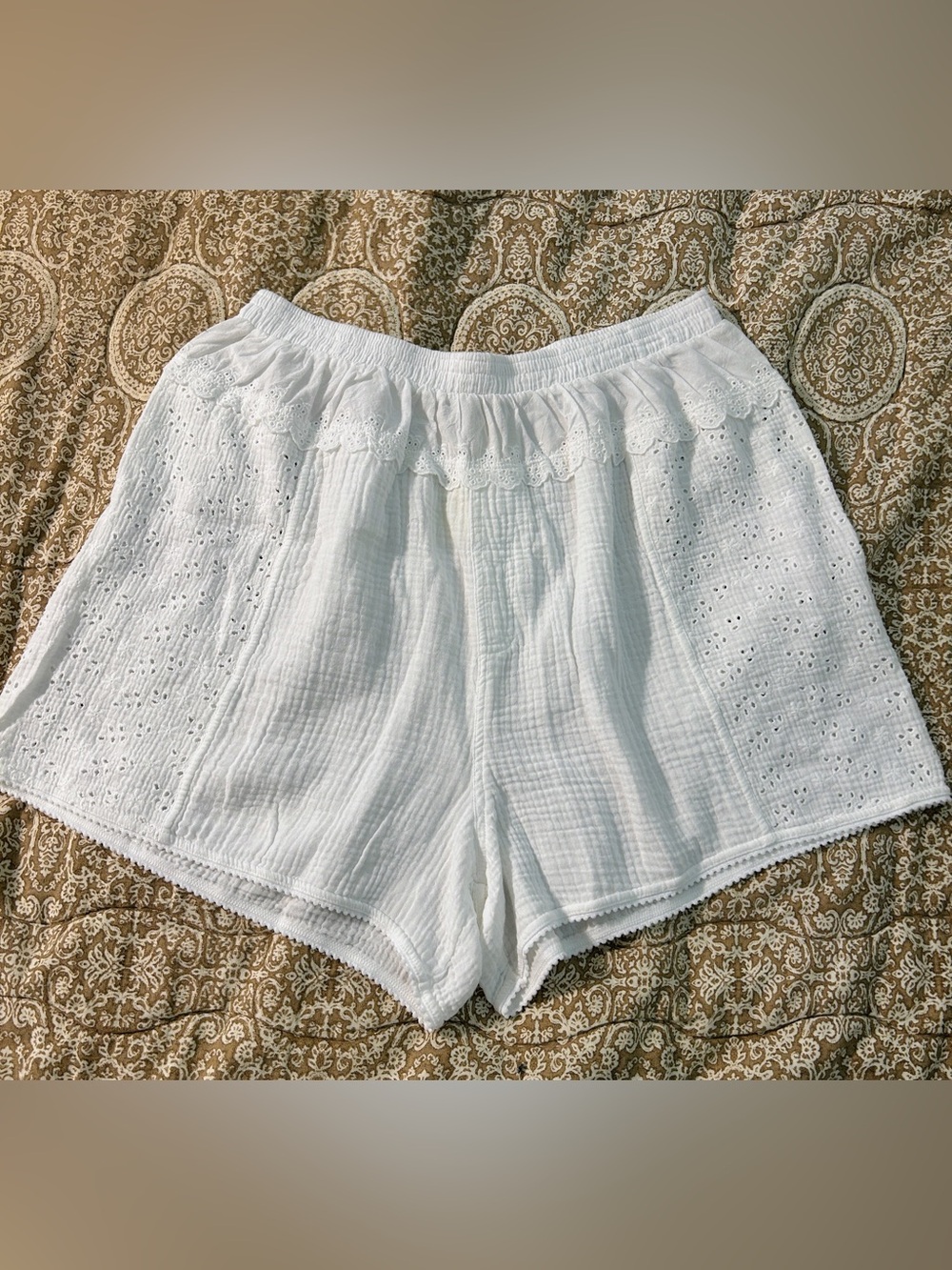 Intimately Free People White Eyelet 100% Cotton Shorts, XL